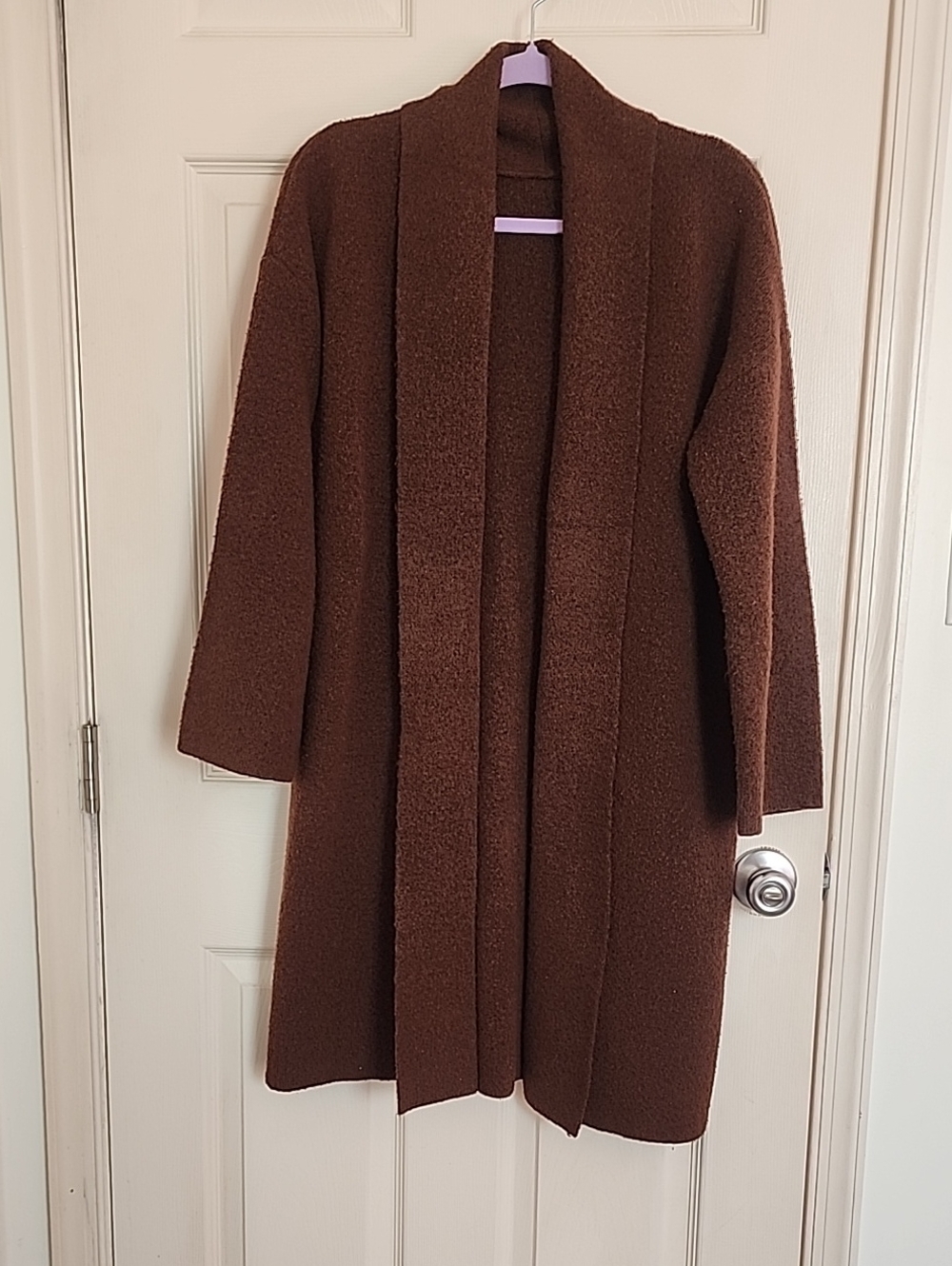 Brown Open-Front Women's Coatigan